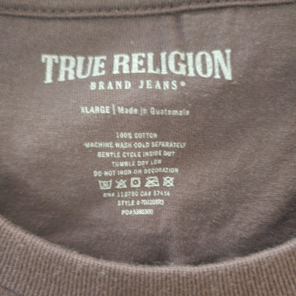 NWT True Religion tshirt Brown Size XL - Picture 4 of 6